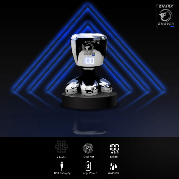 Shark Shaver Pro - Platinum Men's Electric Skull Shaver For Head & Face