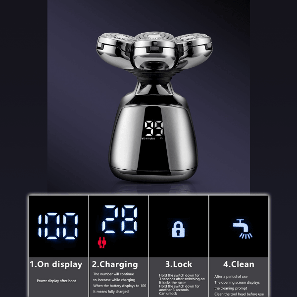 Shark Shaver Pro - Platinum Men's Electric Skull Shaver For Head & Face