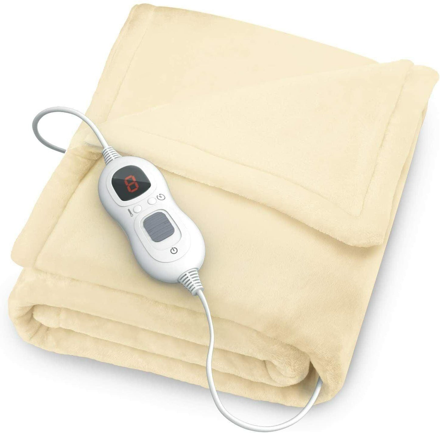 Fitted Electric Blanket Double - Luxurious Heated Throw Soft Fleece Blanket With Digital Controller