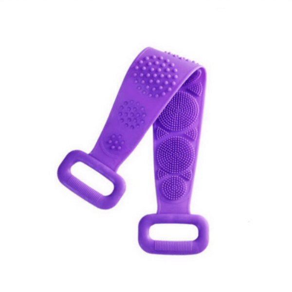 Silicone Bath Body Brush - Silicon Long Body Cleaning Double Sided Back Scrubber Bath Shower Belt Brush UK