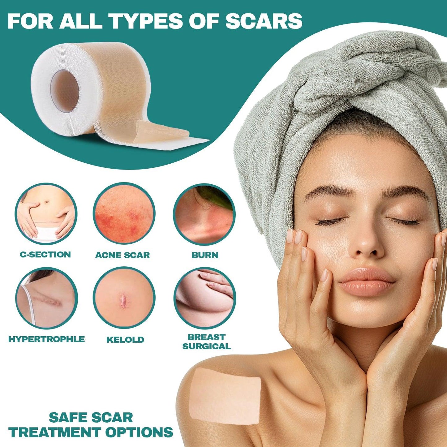 Silicone Scar Sheets - Medical Grade (1.6"x120") Scar Tape Professional Reusable Scar Removal Treatment