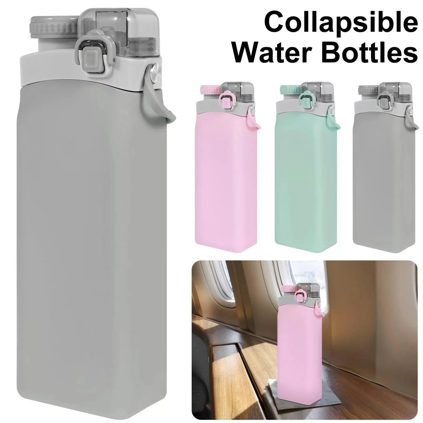 Silicone Water Bottle - 600ml Foldable Drink Bottle Collapsible Water Bottle Outdoor Sport Travel Run