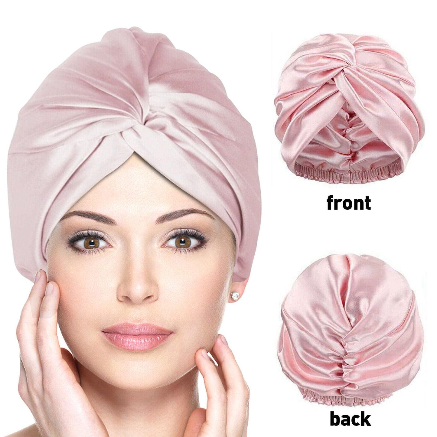 Silk Turban for Sleep - Bonnets For Women Twisted Sleeping Night Cap Pure Silk Hair Wrap Cap