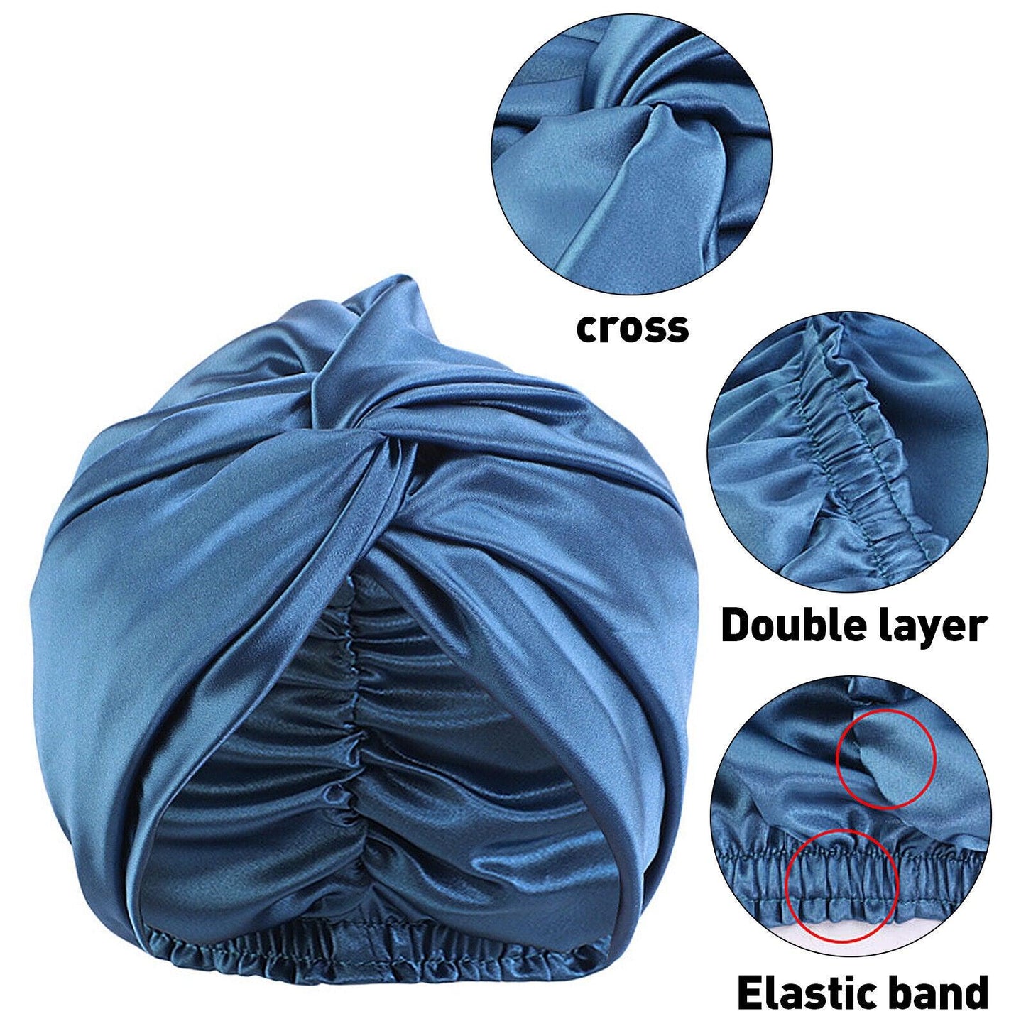 Silk Turban for Sleep - Bonnets For Women Twisted Sleeping Night Cap Pure Silk Hair Wrap Cap