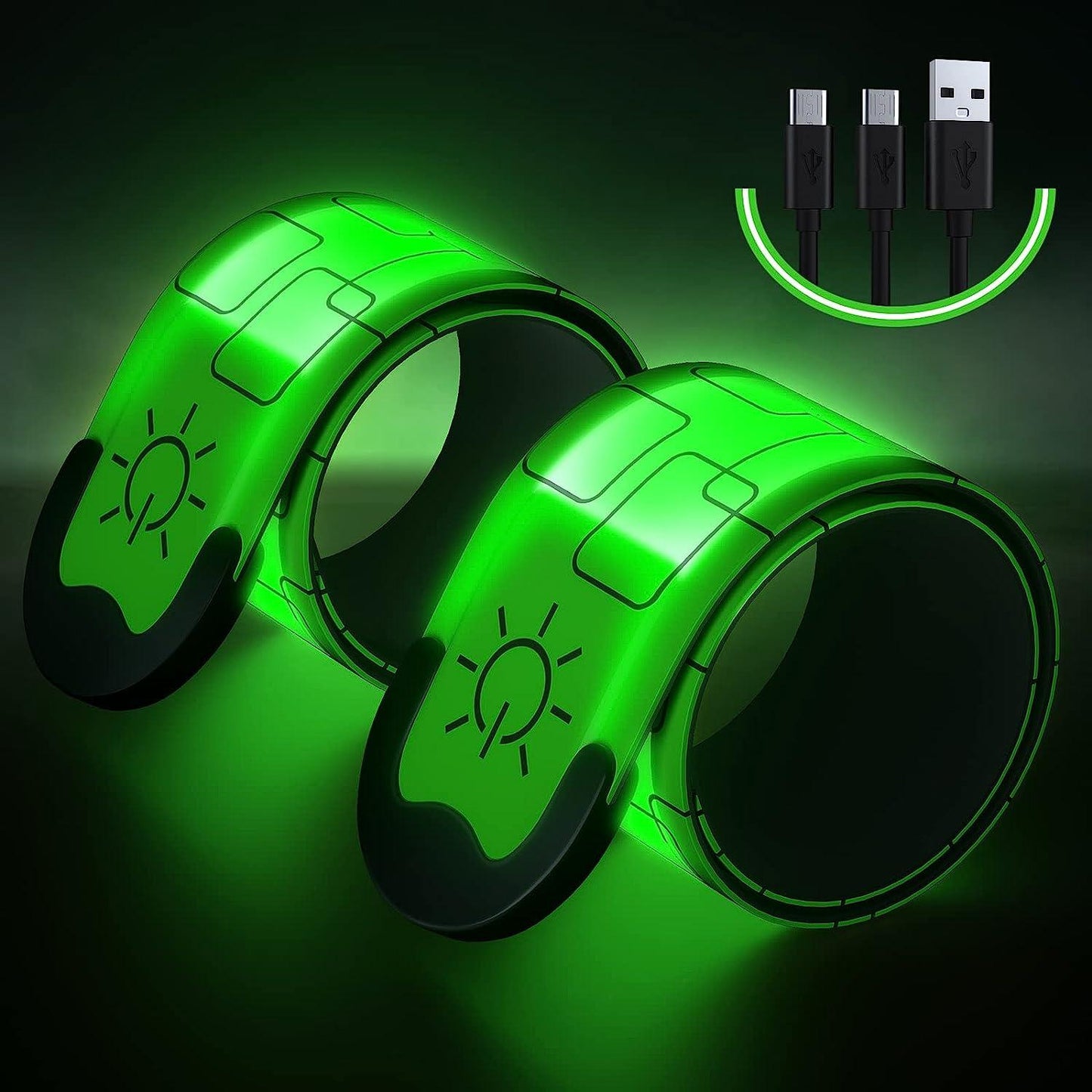 Led Armbands for Runners - 2pcs Armband Lights for Running USB Rechargeable