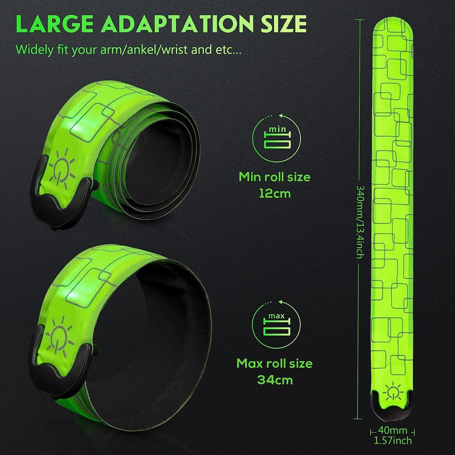 Led Armbands for Runners - 2pcs Armband Lights for Running USB Rechargeable