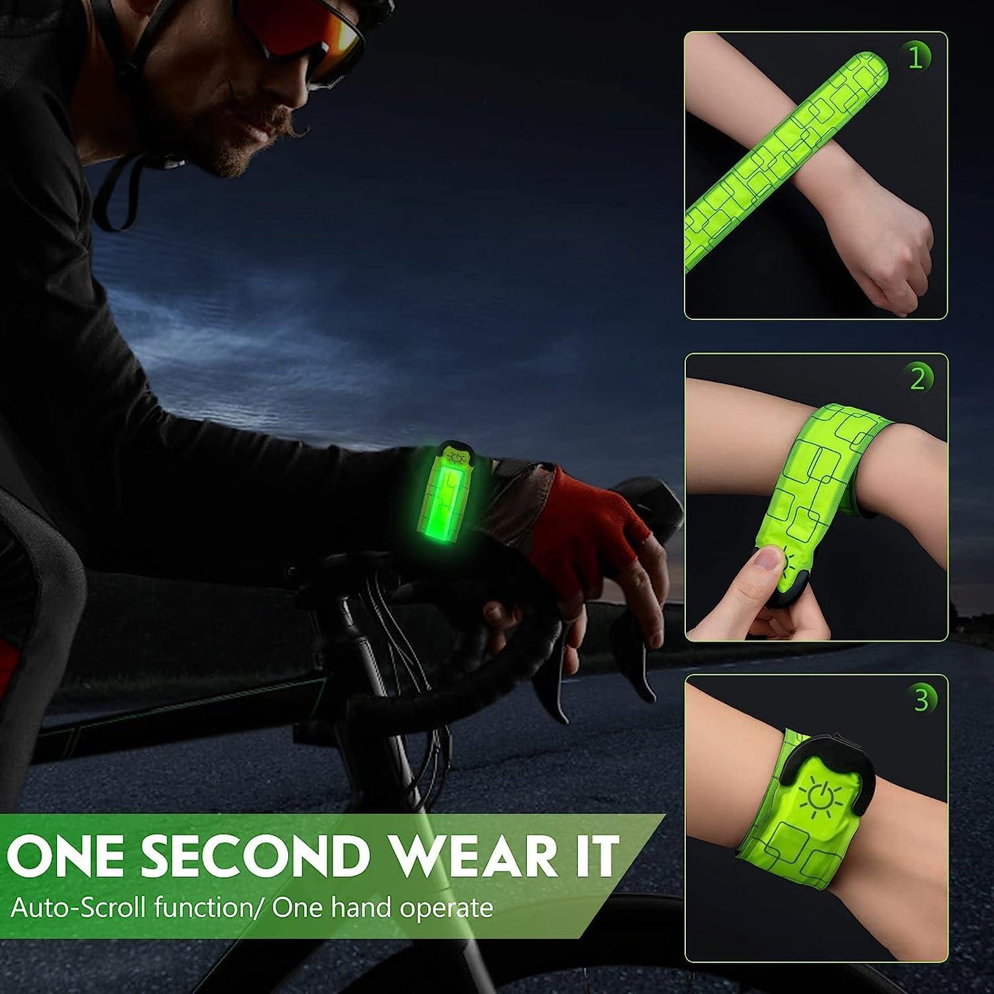 Led Armbands for Runners - 2pcs Armband Lights for Running USB Rechargeable