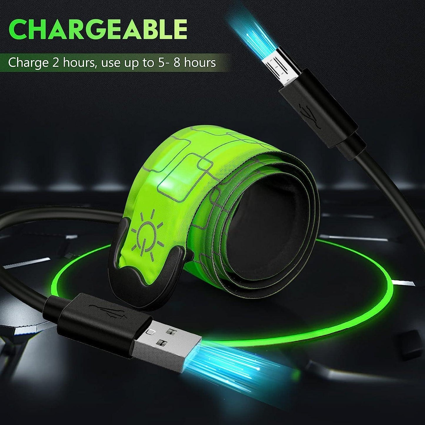 Led Armbands for Runners - 2pcs Armband Lights for Running USB Rechargeable