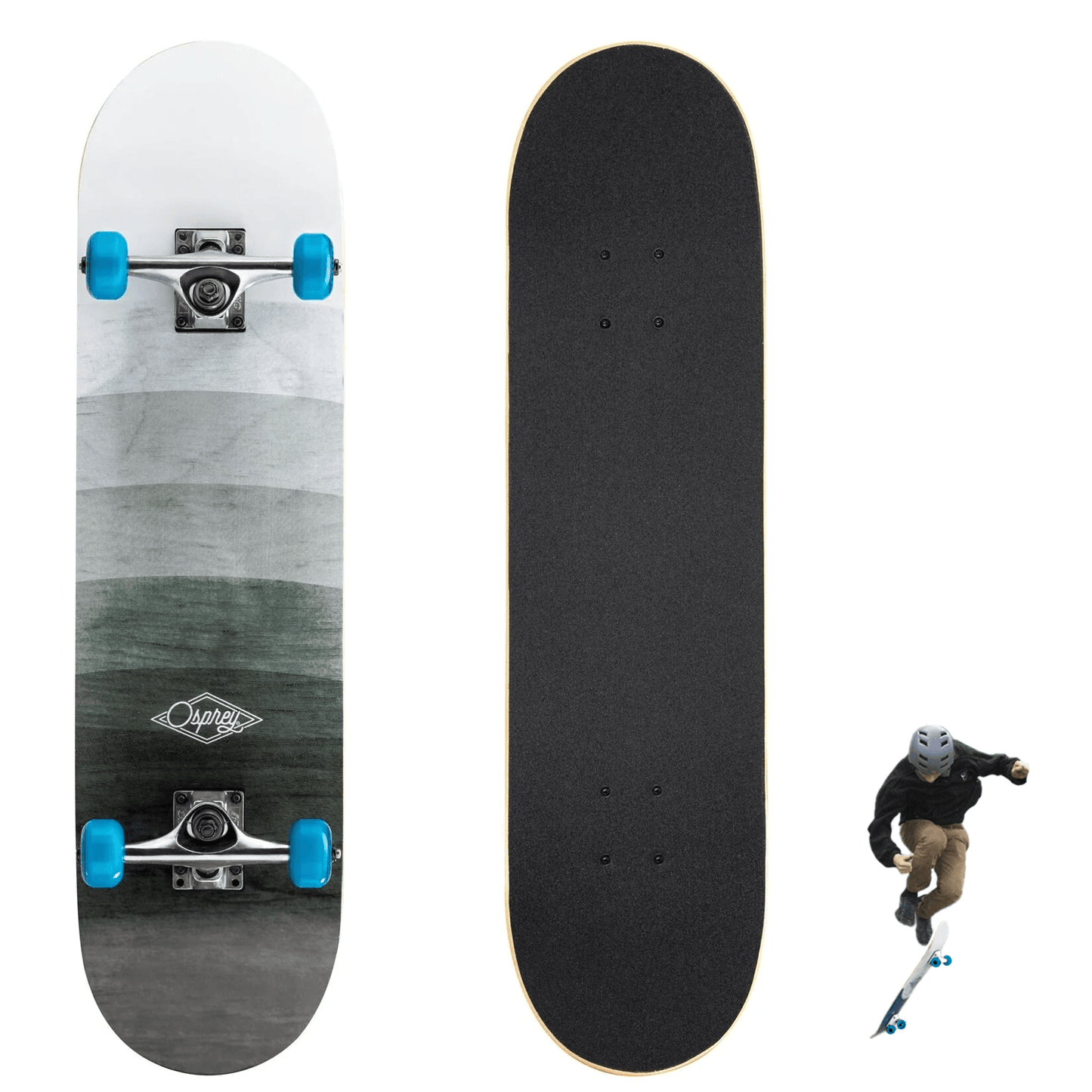 Skateboard for Beginners - 31 x 8 Inch Complete Skateboard, 8-Layer Maple Wood Deck Double Kick Standard Skateboards for Kids, Teens, Adult, Beginner