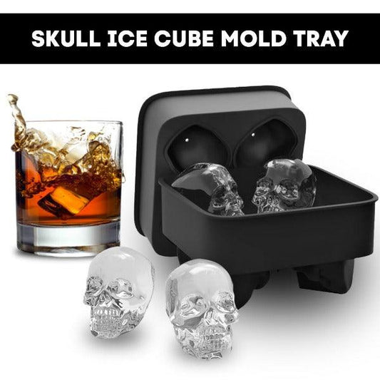 Skull Ice Cube Mould - 3D Skull Ice Cube Tray Large Mould Vivid Skulls Silicone Ice Cube Maker Black