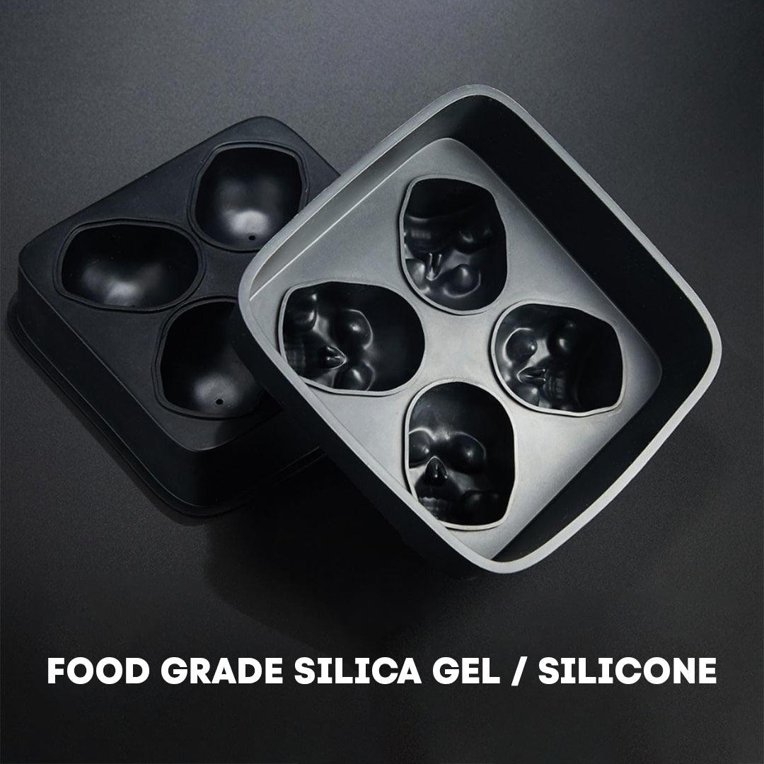 Skull Ice Cube Mould - 3D Skull Ice Cube Tray Large Mould Vivid Skulls Silicone Ice Cube Maker Black