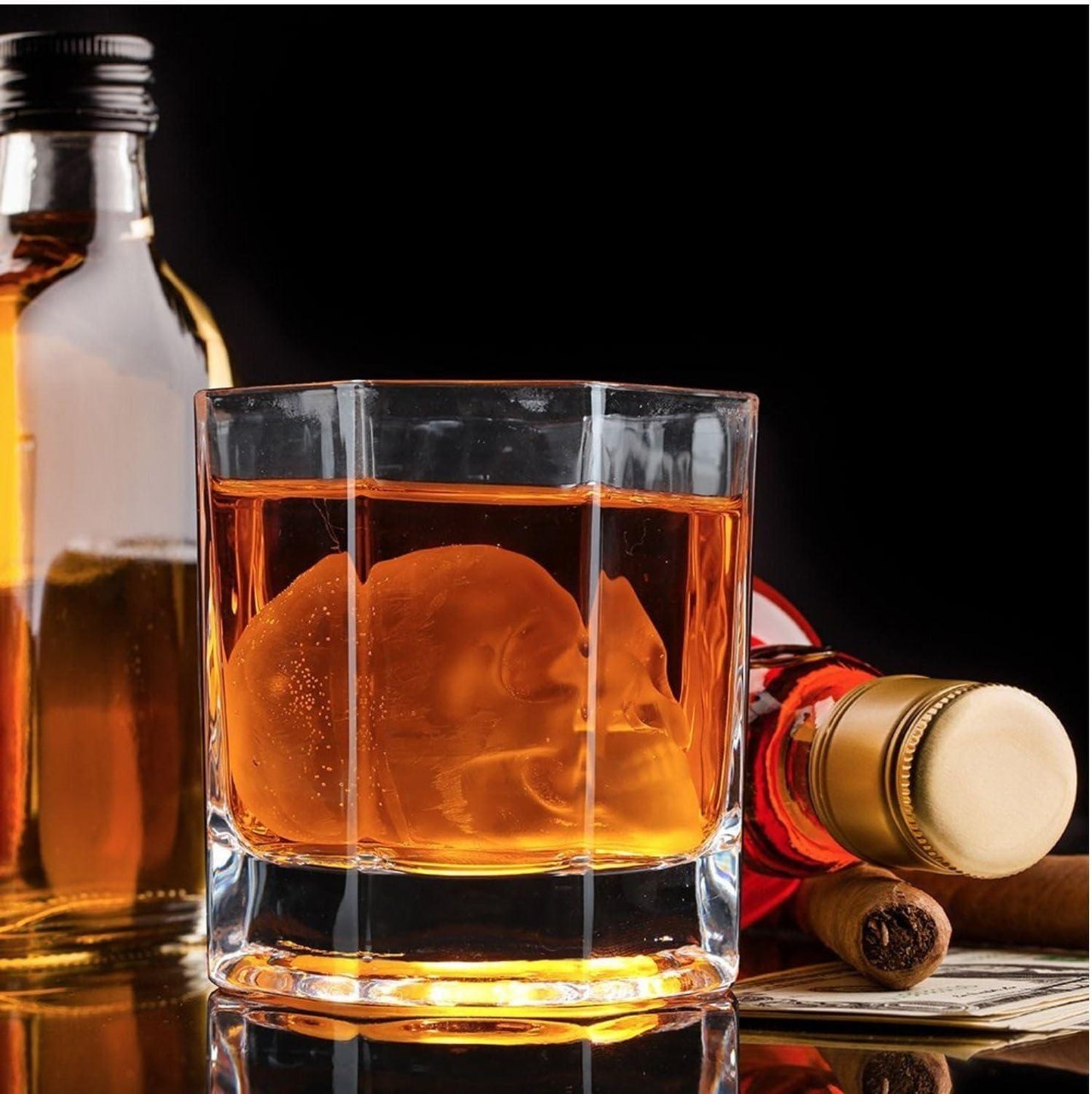 Skull Ice Cube Mould - 3D Skull Ice Cube Tray Large Mould Vivid Skulls Silicone Ice Cube Maker Black