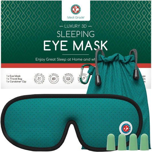 Sleeping Eye Mask - Medi Grade Sleeping Eye Mask Travel Kit 3D 100% Blackout, Ear Plugs, Clip, Bag