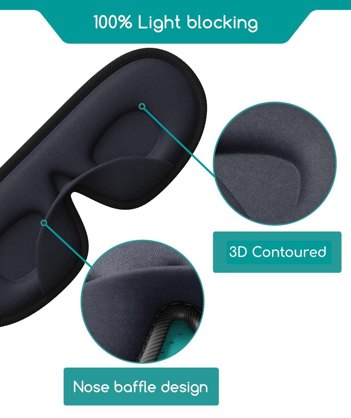 Sleeping Eye Mask - Medi Grade Sleeping Eye Mask Travel Kit 3D 100% Blackout, Ear Plugs, Clip, Bag