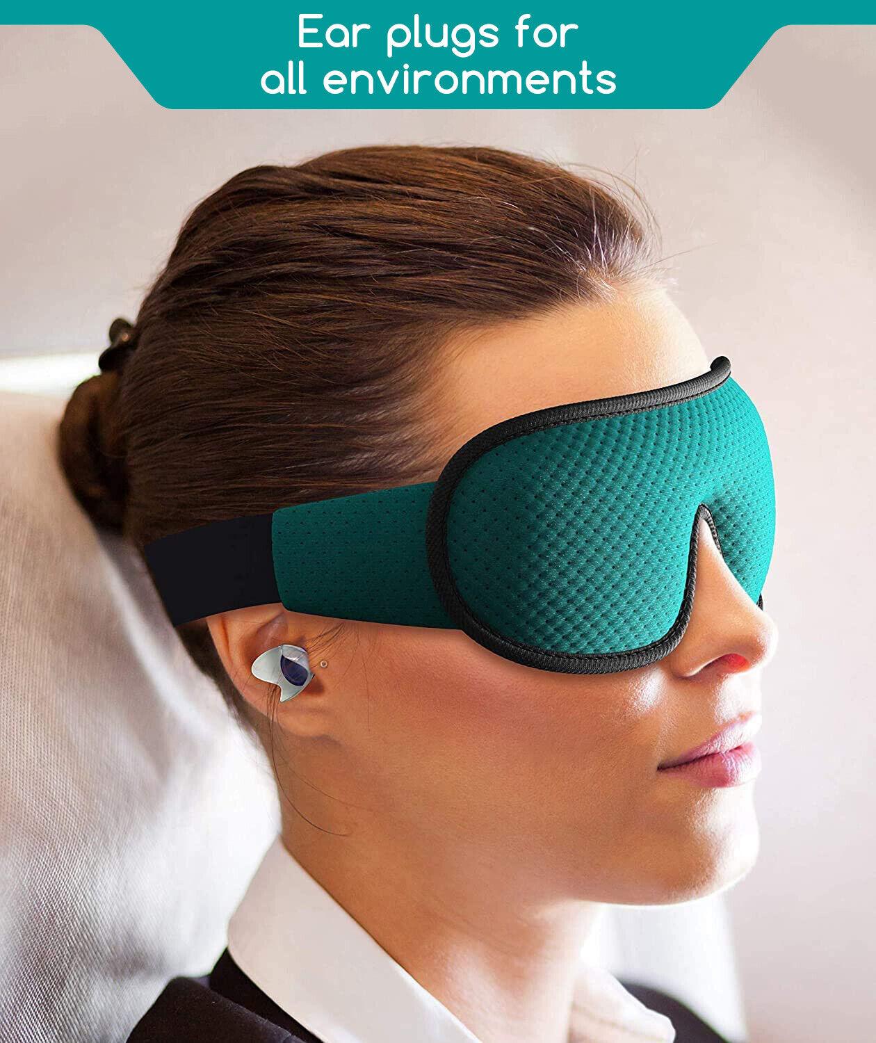 Sleeping Eye Mask - Medi Grade Sleeping Eye Mask Travel Kit 3D 100% Blackout, Ear Plugs, Clip, Bag