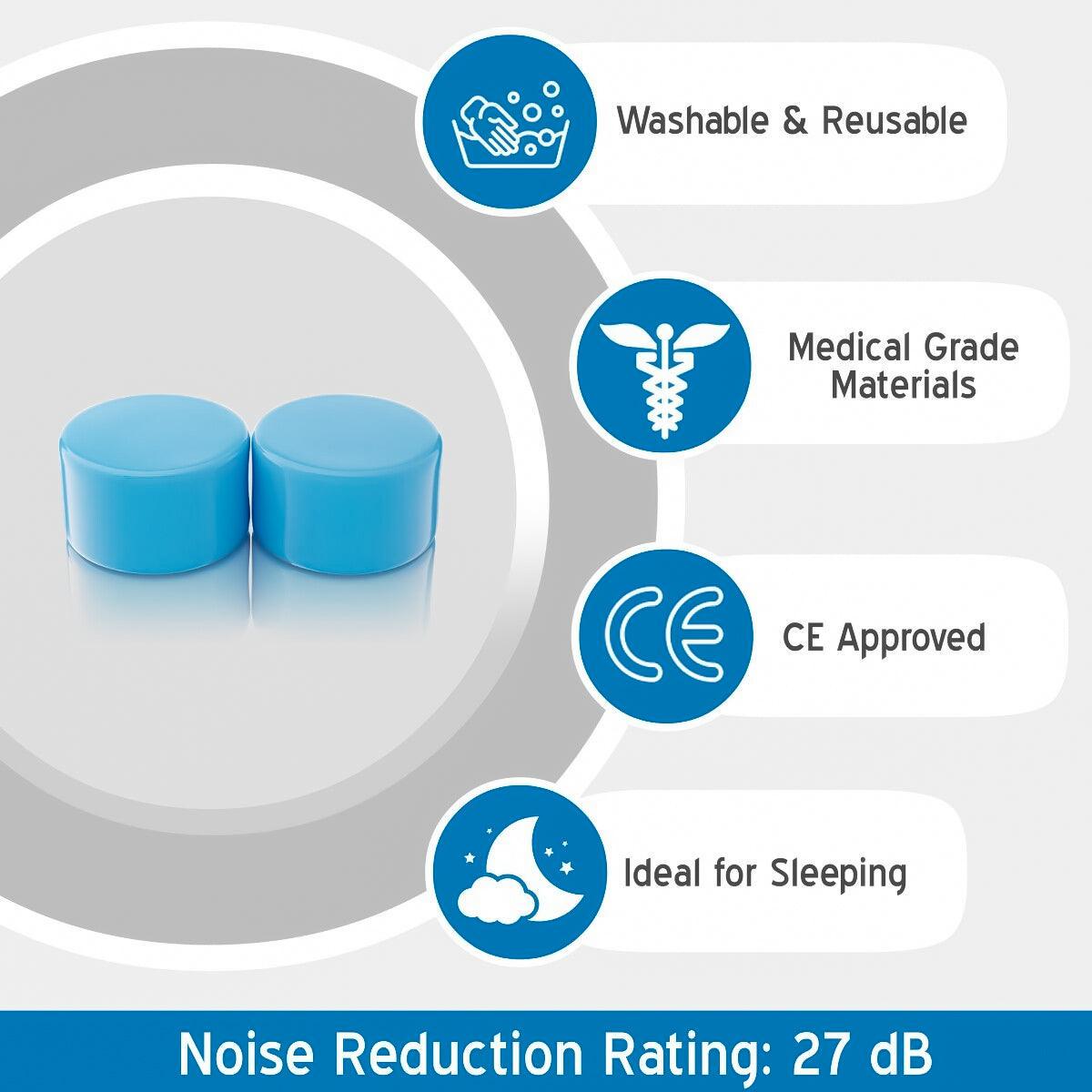 Best Noise Reduction Ear Plugs-  Soft Silicone Ear Plugs Reusable & Mouldable for Sleeping Swim