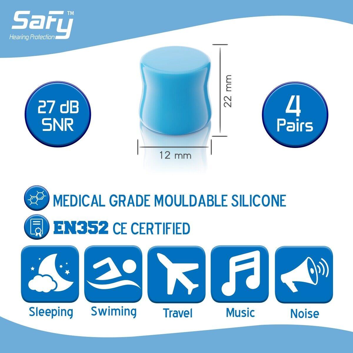 Best Noise Reduction Ear Plugs-  Soft Silicone Ear Plugs Reusable & Mouldable for Sleeping Swim
