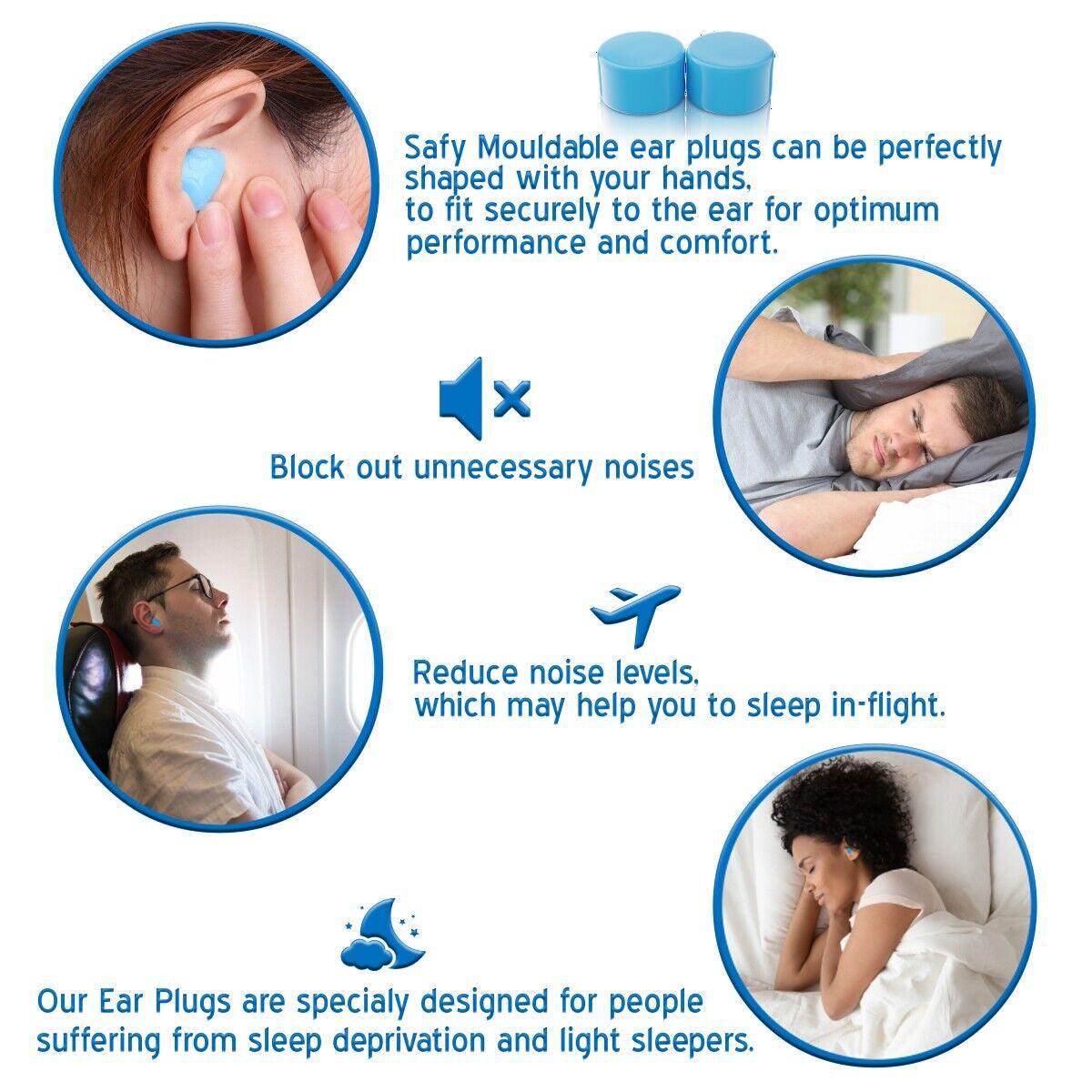 Best Noise Reduction Ear Plugs-  Soft Silicone Ear Plugs Reusable & Mouldable for Sleeping Swim