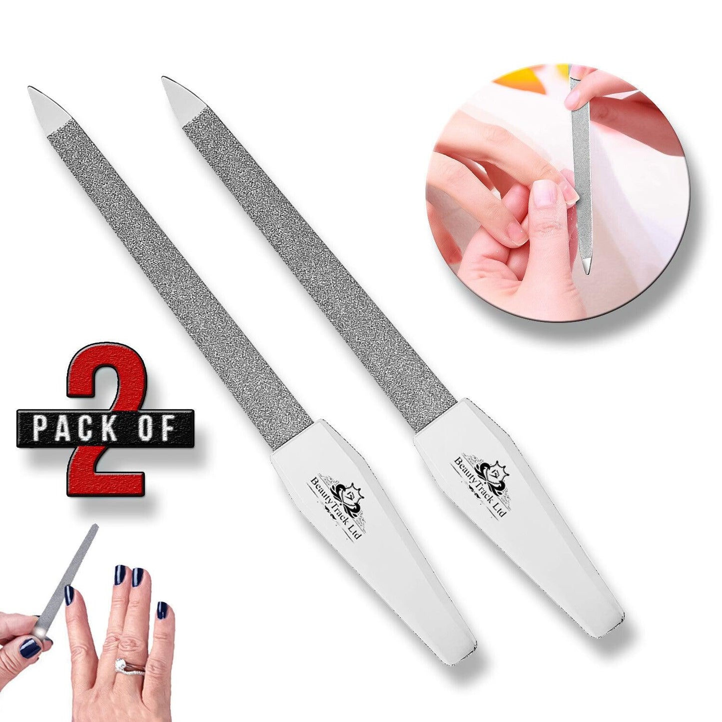 Metal File for Nails - 5" Diamond Dusted Coarse Nail Files Manicure Pedicure Tool Small Metal Nail File