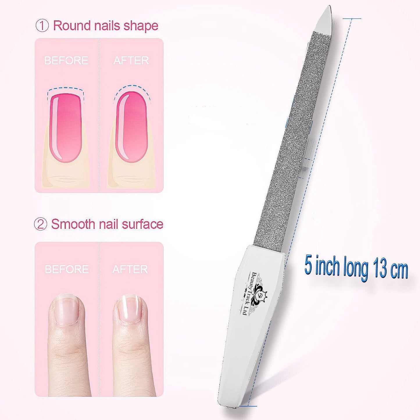 Metal File for Nails - 5" Diamond Dusted Coarse Nail Files Manicure Pedicure Tool Small Metal Nail File