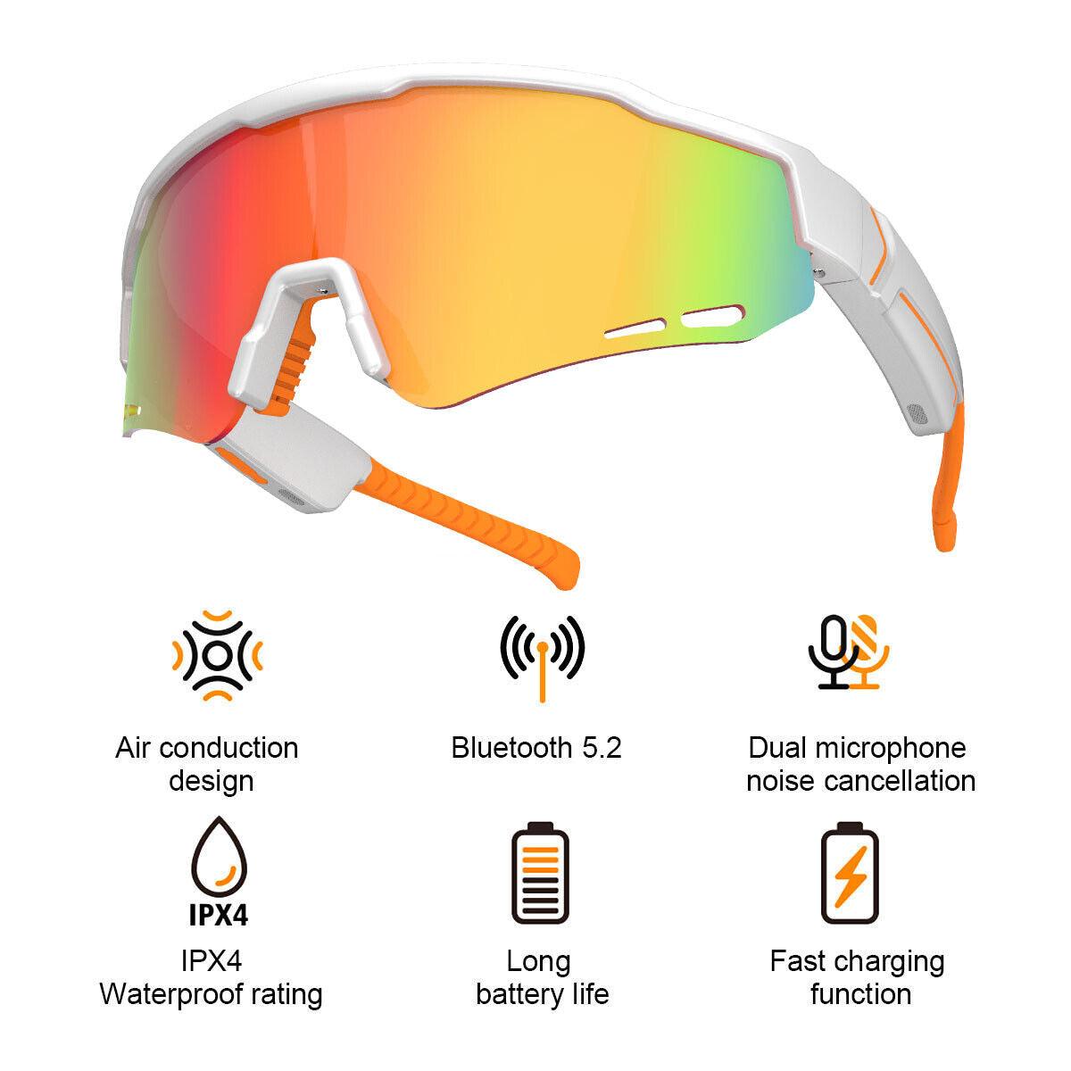 Smart Cycling Glasses - Bluetooth Headset With Sunglass, Cycling Bicycle Smart Glasses Bluetooth Audio Sunglasses / Open Ear Headphones