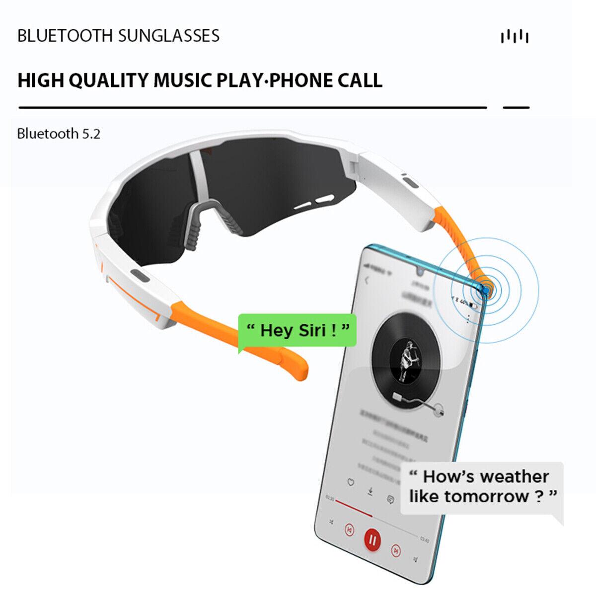 Smart Cycling Glasses - Bluetooth Headset With Sunglass, Cycling Bicycle Smart Glasses Bluetooth Audio Sunglasses / Open Ear Headphones