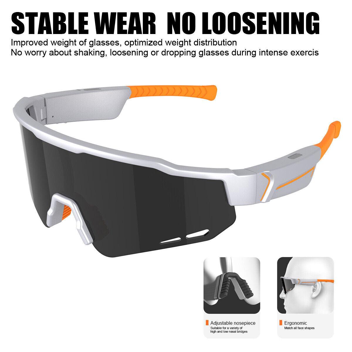 Smart Cycling Glasses - Bluetooth Headset With Sunglass, Cycling Bicycle Smart Glasses Bluetooth Audio Sunglasses / Open Ear Headphones