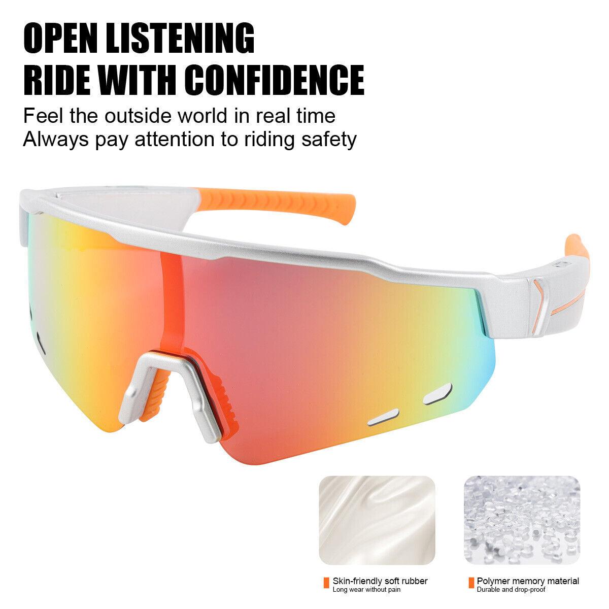 Smart Cycling Glasses - Bluetooth Headset With Sunglass, Cycling Bicycle Smart Glasses Bluetooth Audio Sunglasses / Open Ear Headphones