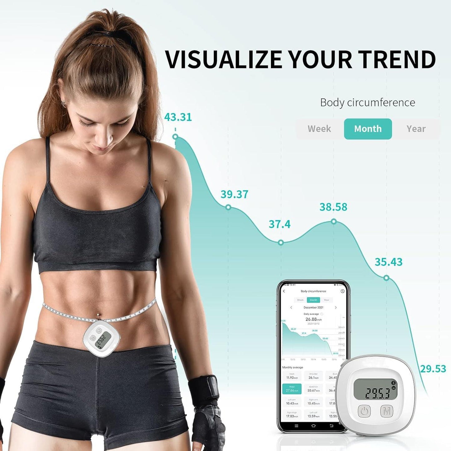 Body Measurements Tape - Body Tape Measure, Tool for Monitoring Body Fat, Measuring Tape for Body