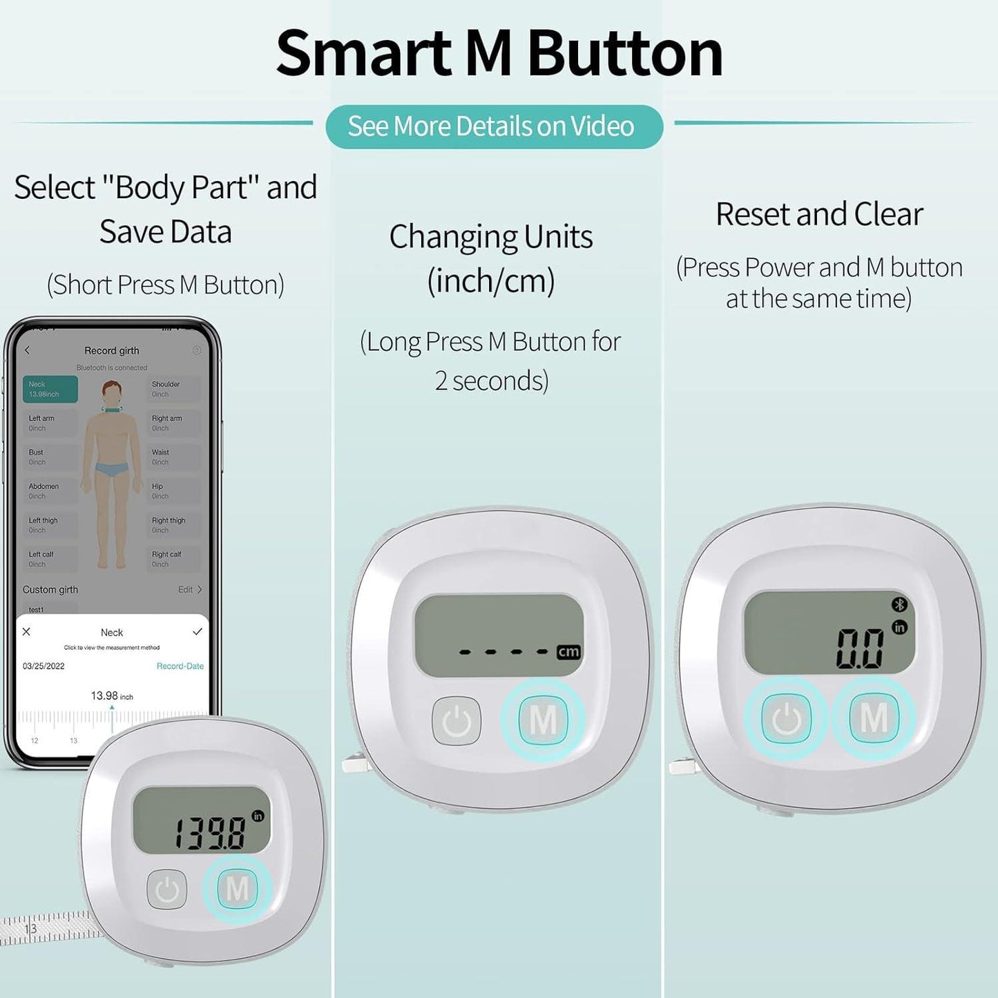 Body Measurements Tape - Body Tape Measure, Tool for Monitoring Body Fat, Measuring Tape for Body