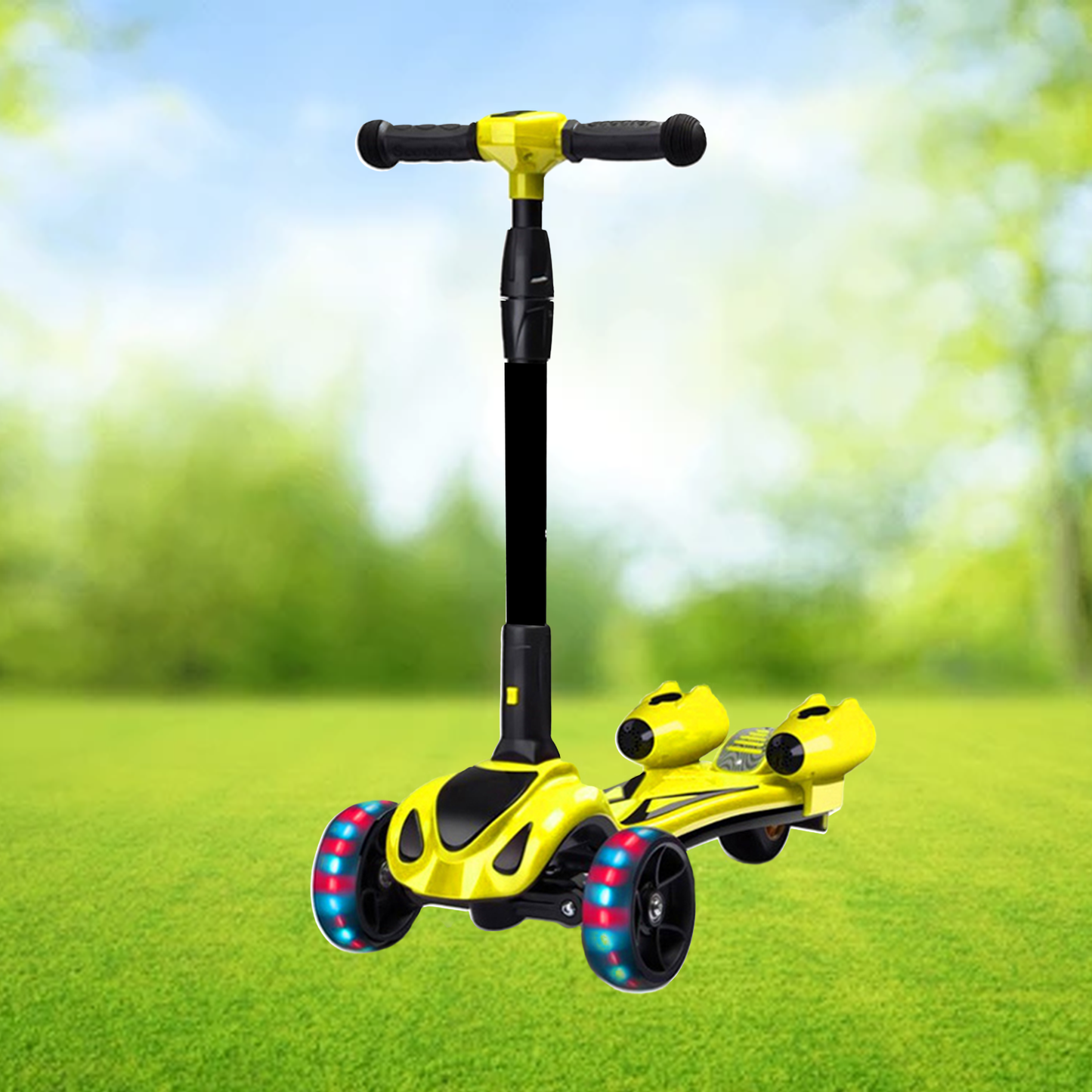 Kick Scooter for Kids – 3-Wheel Foldable Scooter with LED Light-Up Wheels & Adjustable Height