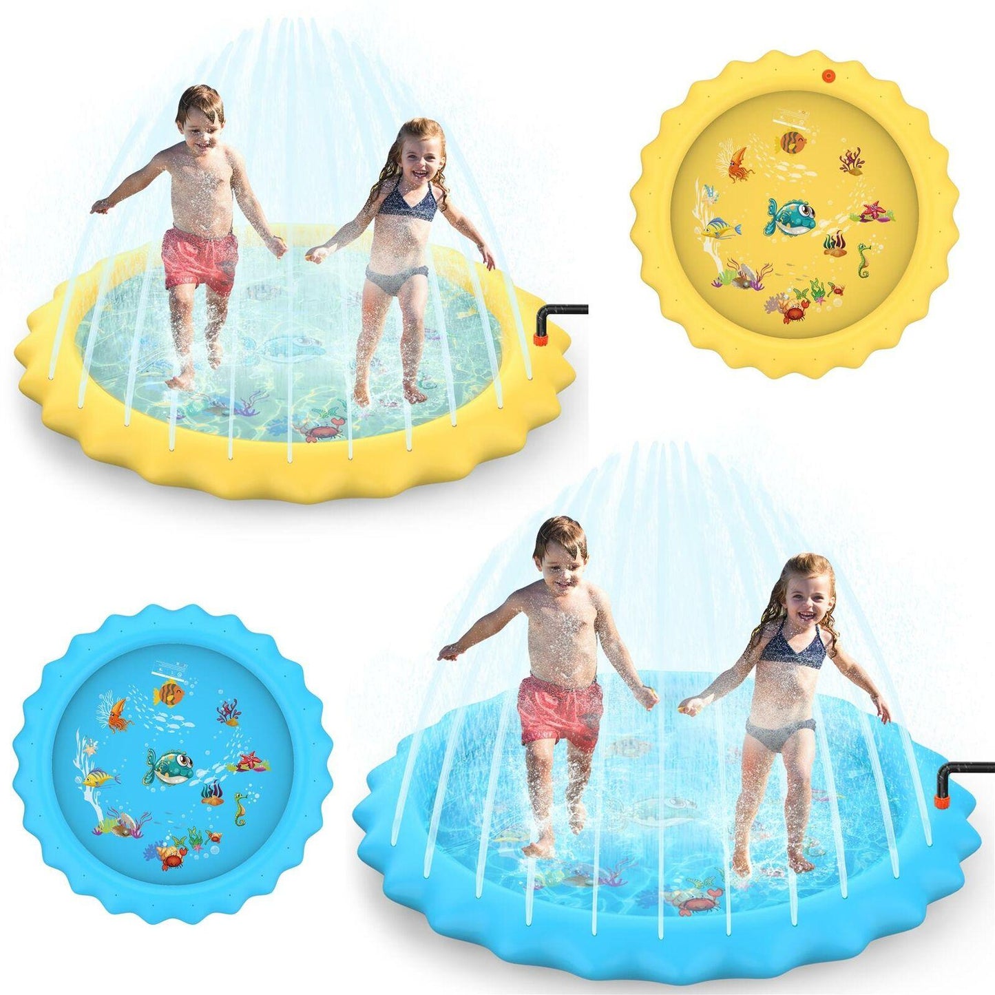 Sprinkler Splash Pad - Outdoor Water Play Sprinklers Large Round Sprinkle Splash Water Play Mat Summer Spray Inflatable for Kids