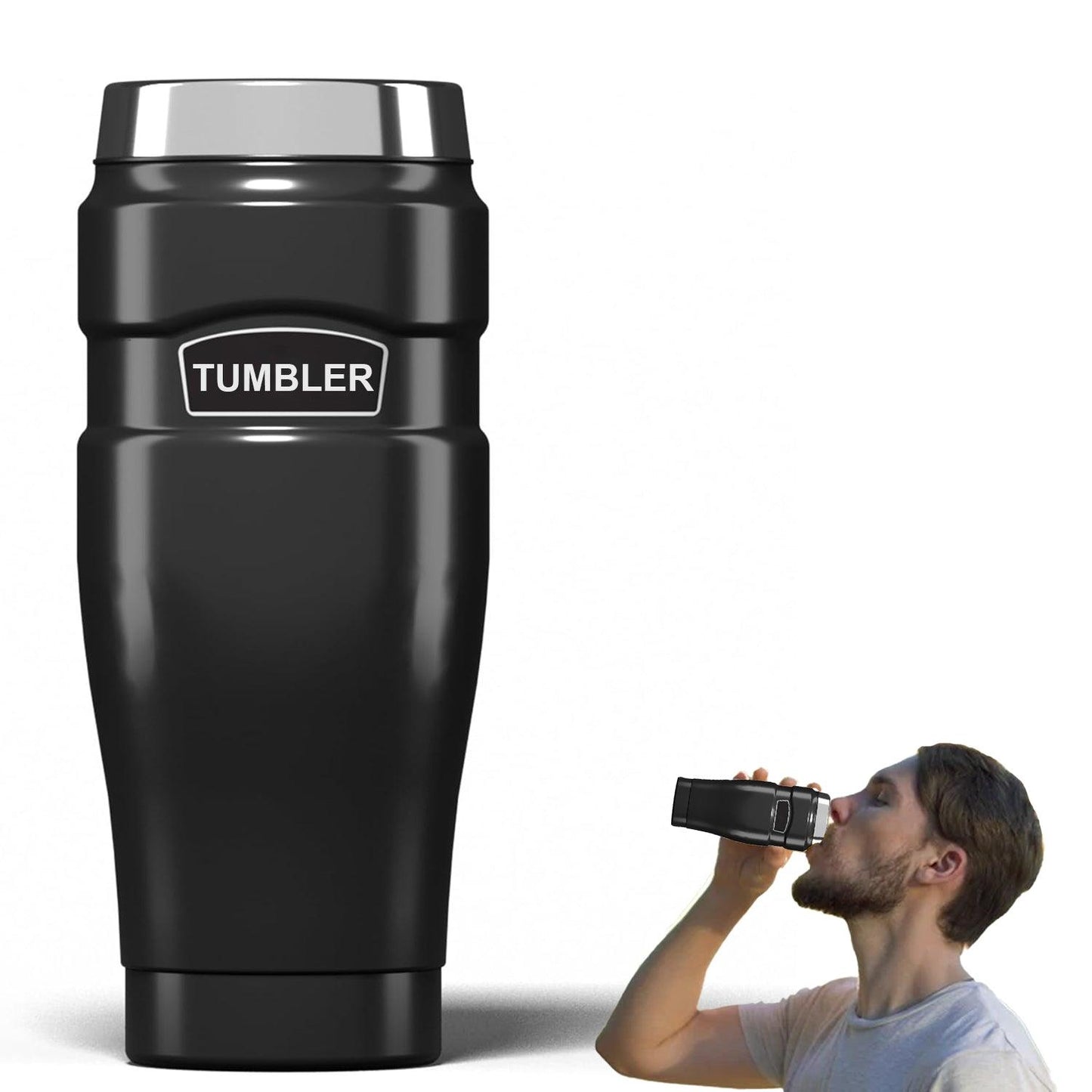 Stainless Steel Travel Mug - Stainless King Travel Tumbler & Multi- Purpose Flask | 470ml Insulated Hot & Cold Water Bottle