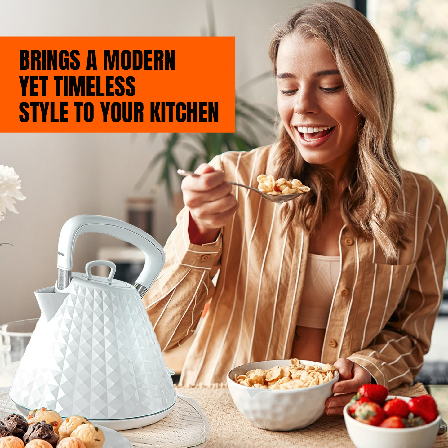 Four Slice Toaster and Kettle Set – Stylish Stainless Steel Breakfast Set with Fast Boil & Browning Control