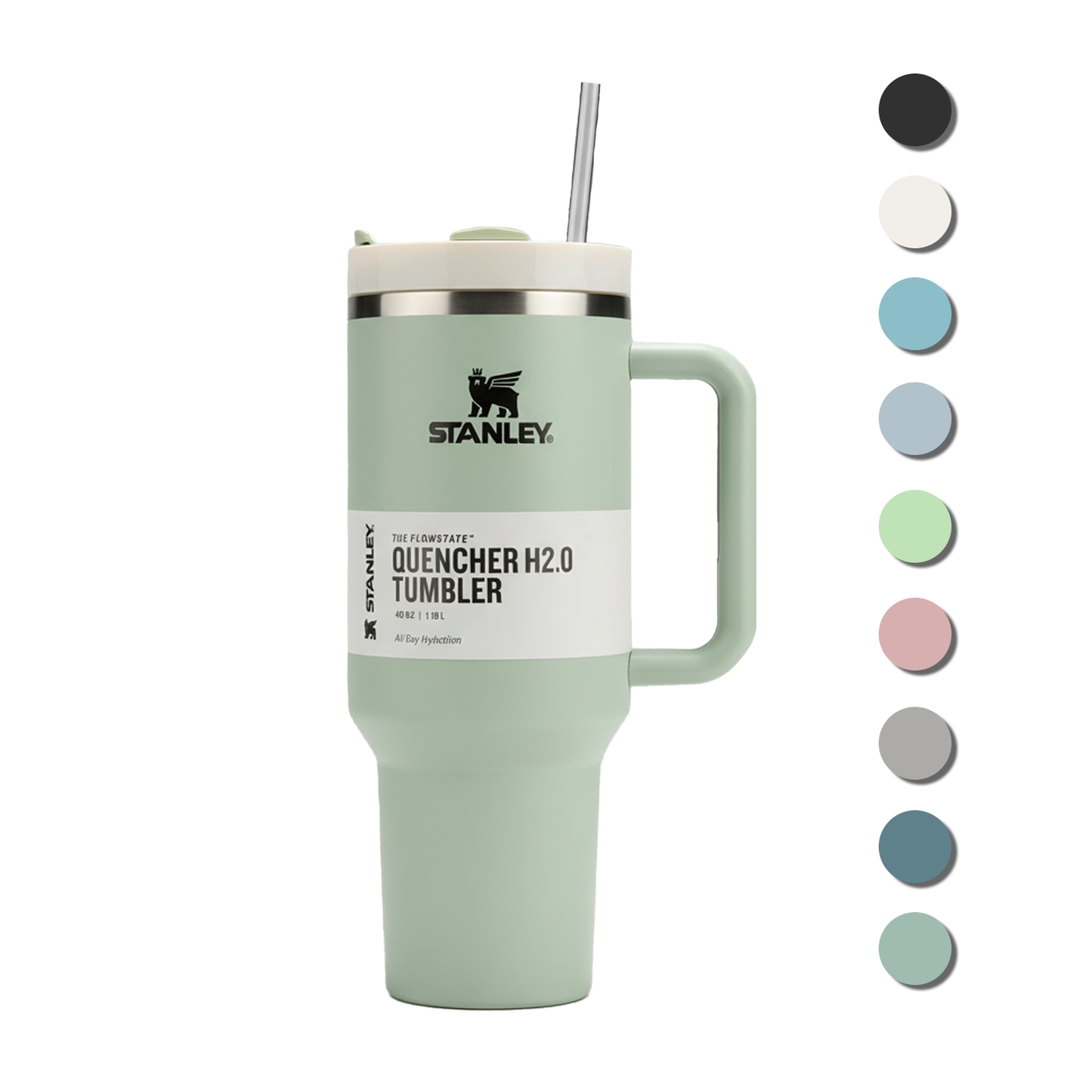 Insulated Straw Tumbler - 40 OZ Stanley Quencher H2.0 Tumbler with Straw Travel Mug for Cold or Hot Drinks Love Shack Fancy