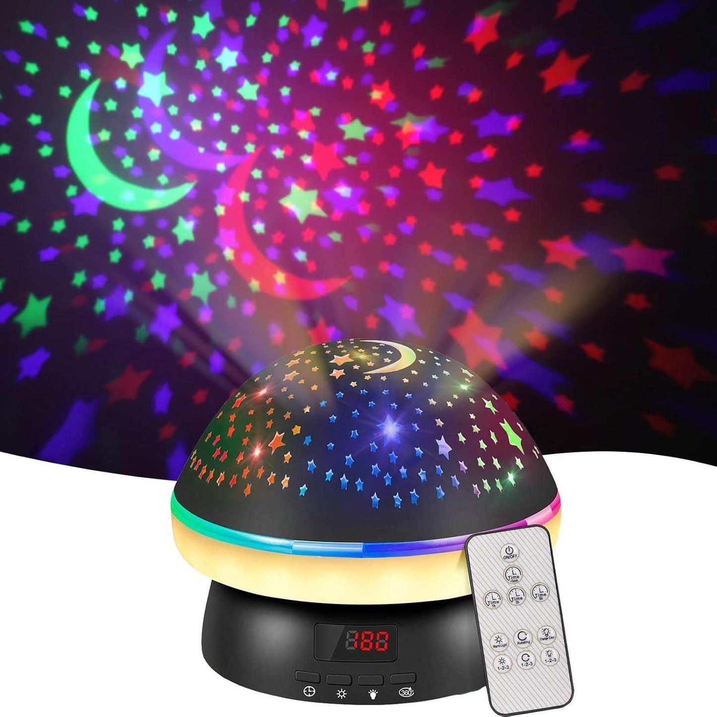 Stars Light Projector - Timer Rotation Star Projector Night Light for Kids Xmas Stocking Fillers