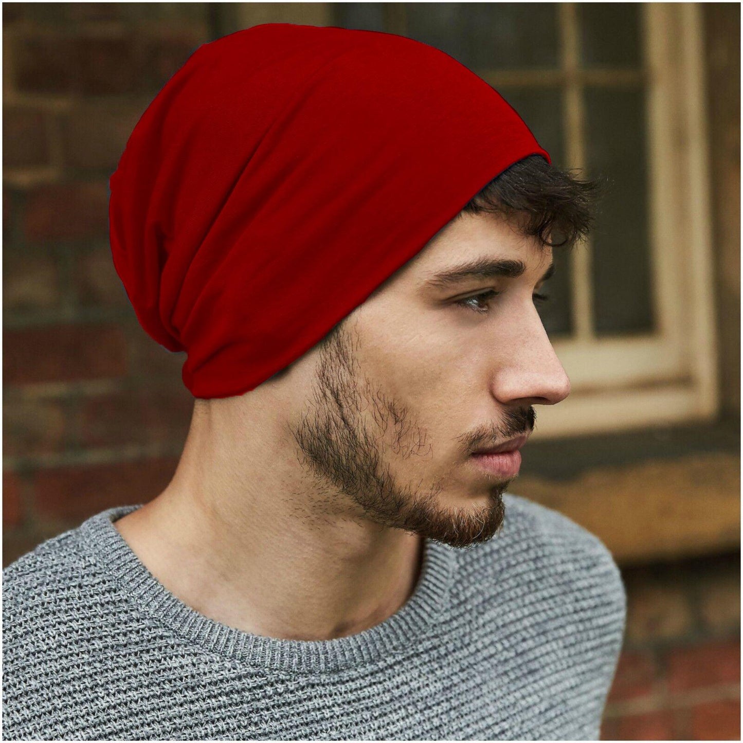 Slouchy Beanie Hats UK - Jersey Stretch Beanie Hat Soft Thin Warm Cotton Skull Cap