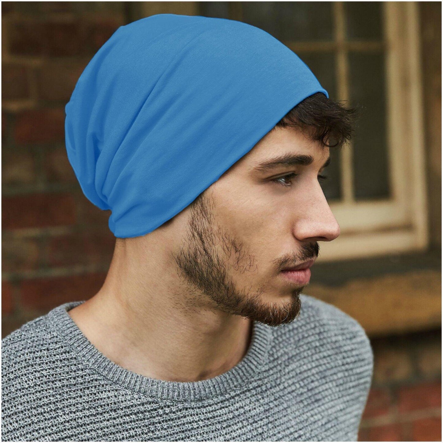Slouchy Beanie Hats UK - Jersey Stretch Beanie Hat Soft Thin Warm Cotton Skull Cap