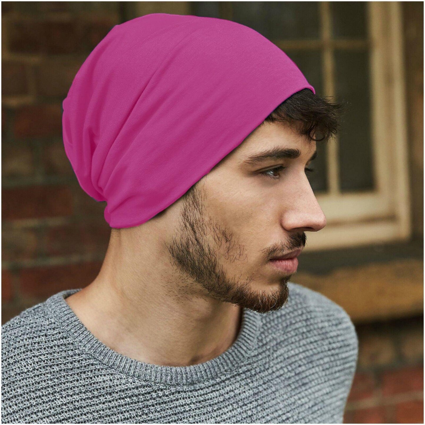 Slouchy Beanie Hats UK - Jersey Stretch Beanie Hat Soft Thin Warm Cotton Skull Cap
