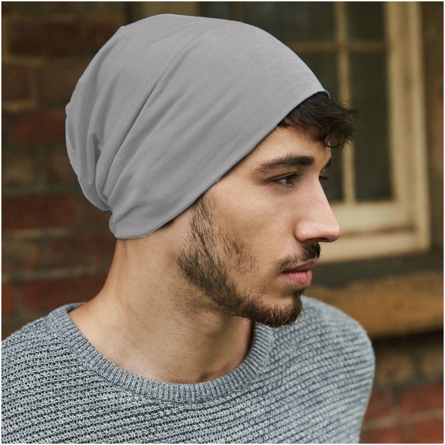 Slouchy Beanie Hats UK - Jersey Stretch Beanie Hat Soft Thin Warm Cotton Skull Cap