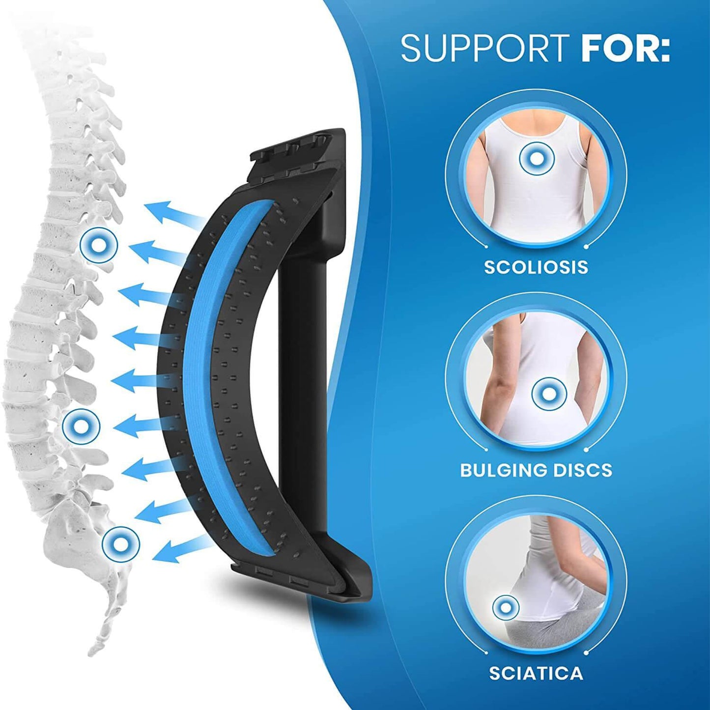 Back Stretcher Posture Corrector - Back Pain & Tension Relief Lower Lumbar Massage