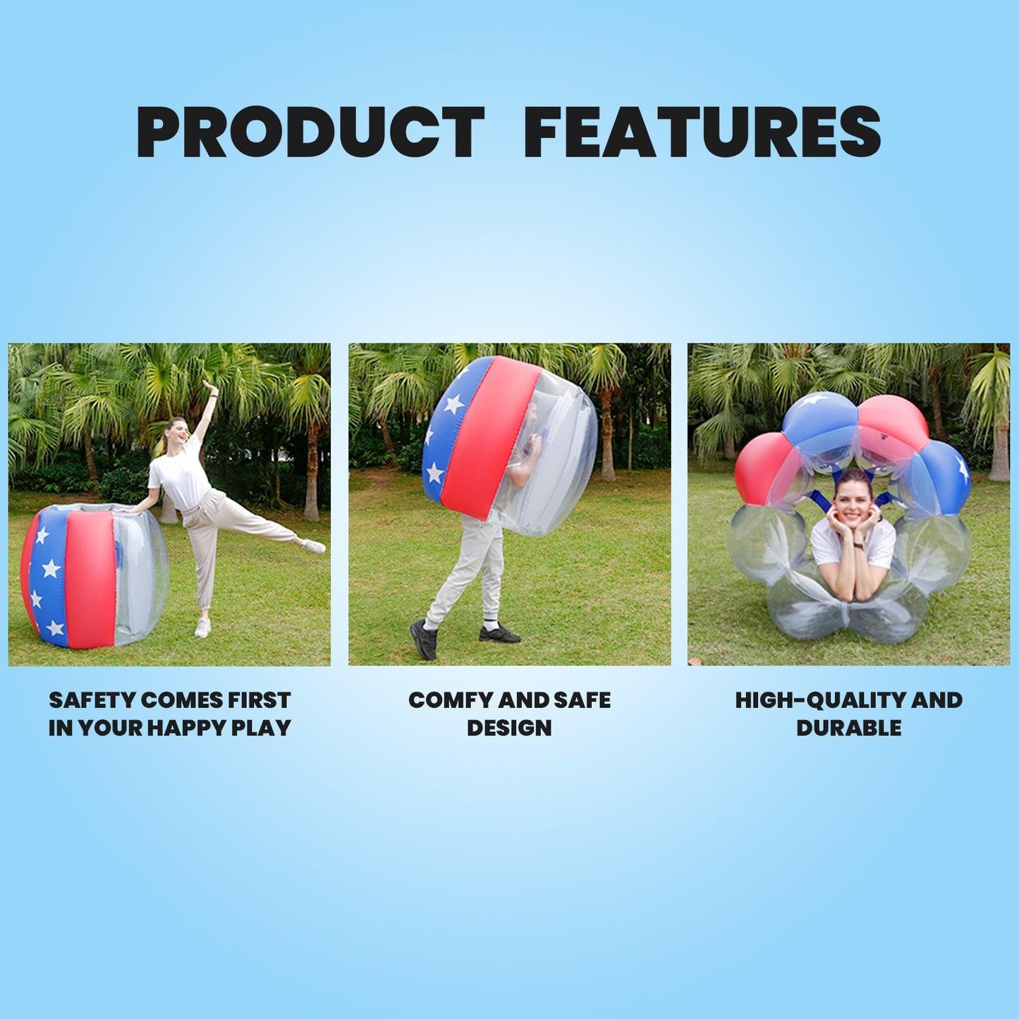 Human Hamster Ball - Inflatable Bumper Balls 2-Pack 4FT/1.2M PVC Sumo Zorb Balls for Kid & Teen