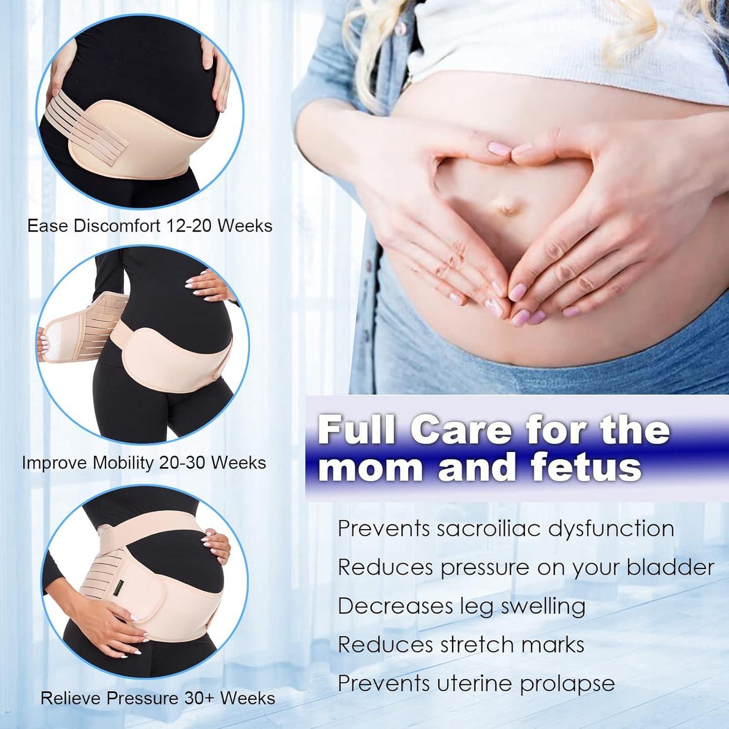 Bump Support Bands - Pregnancy Maternity Belt Lumbar Back Support Waist Band Belly Bump Brace Strap