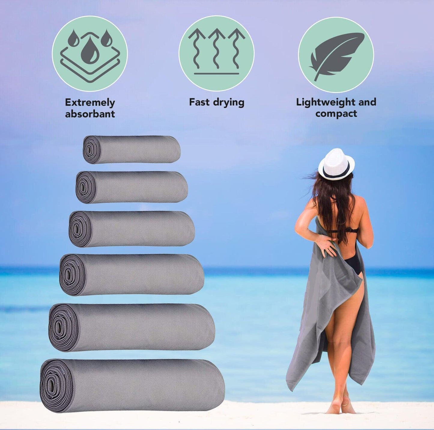 Eono Microfiber Towel - Perfect Fast Drying Towel for Sports Travel Swimming Beach & Camping