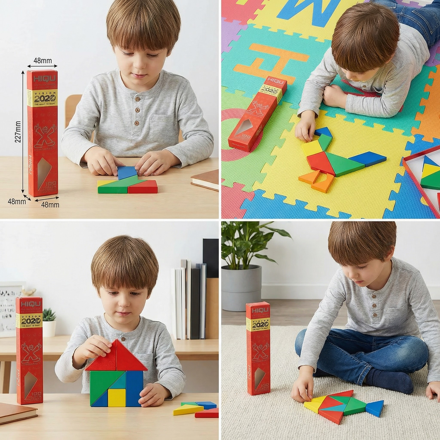 Wooden Tangram Puzzle – Montessori Geometry Learning Toy for Kids