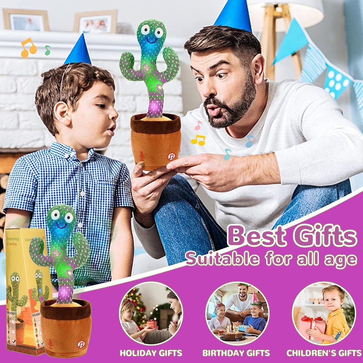 Dancing Cactus Toy - Singing Cactus Repeat What You Say Talking Cactus Toy for Children