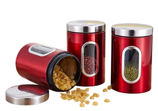 Tea Coffee Sugar Jars – Modern Storage Containers Set for Kitchen Counter Organization