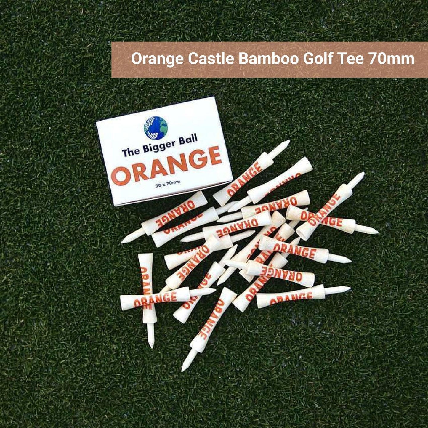 Bamboo Golf Tees - ORANGE (70mm) Bamboo Castle Golf Tees