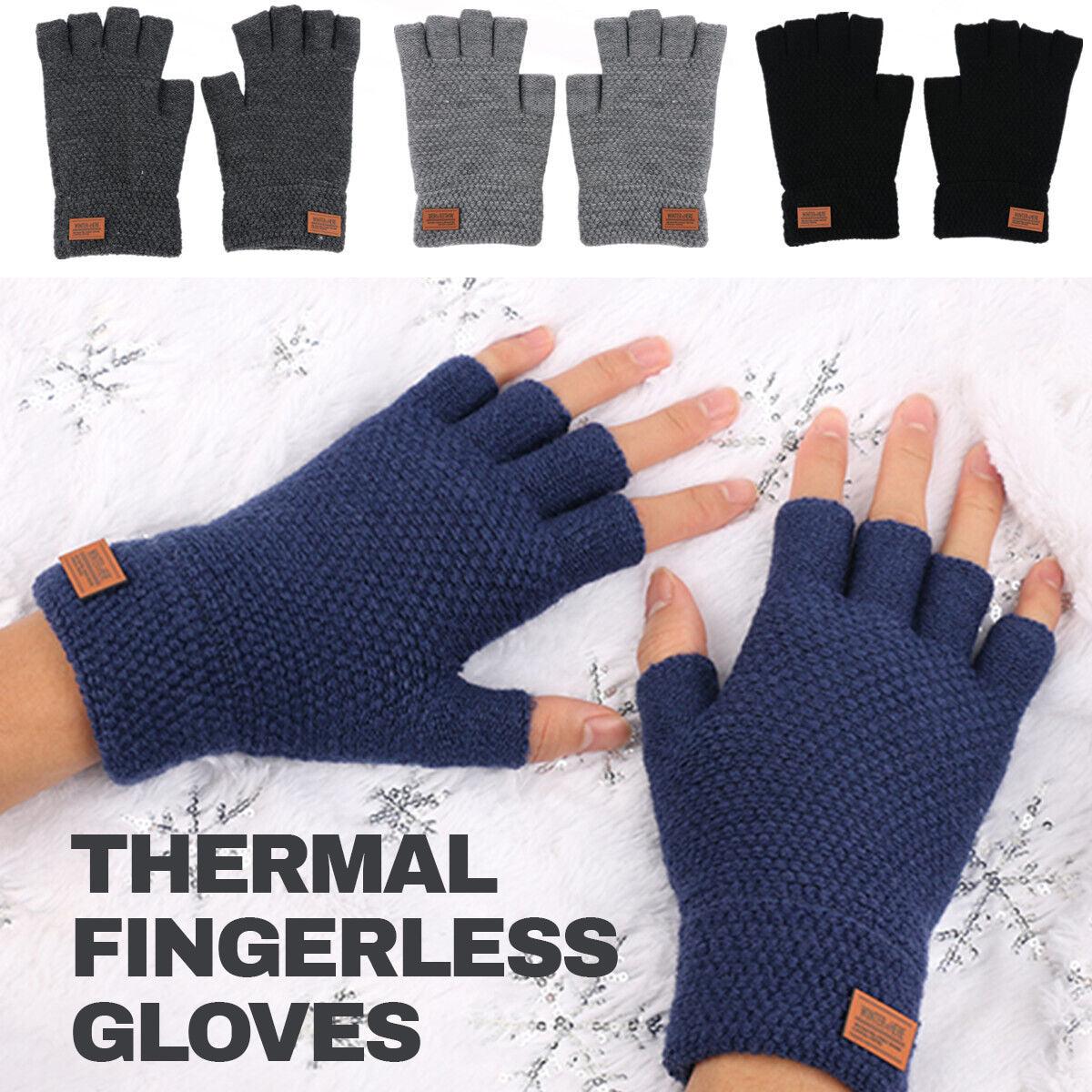 Gloves Without Fingertips - Thermal Fingerless Gloves Mens Womens Knitted Warm Winter Half Finger Mittens