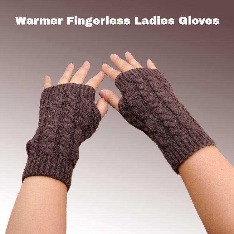 Thermal Fingerless Gloves - Women Wrist Arm Knitted Mitten Long Winter Hand Warmer Fingerless Ladies Gloves